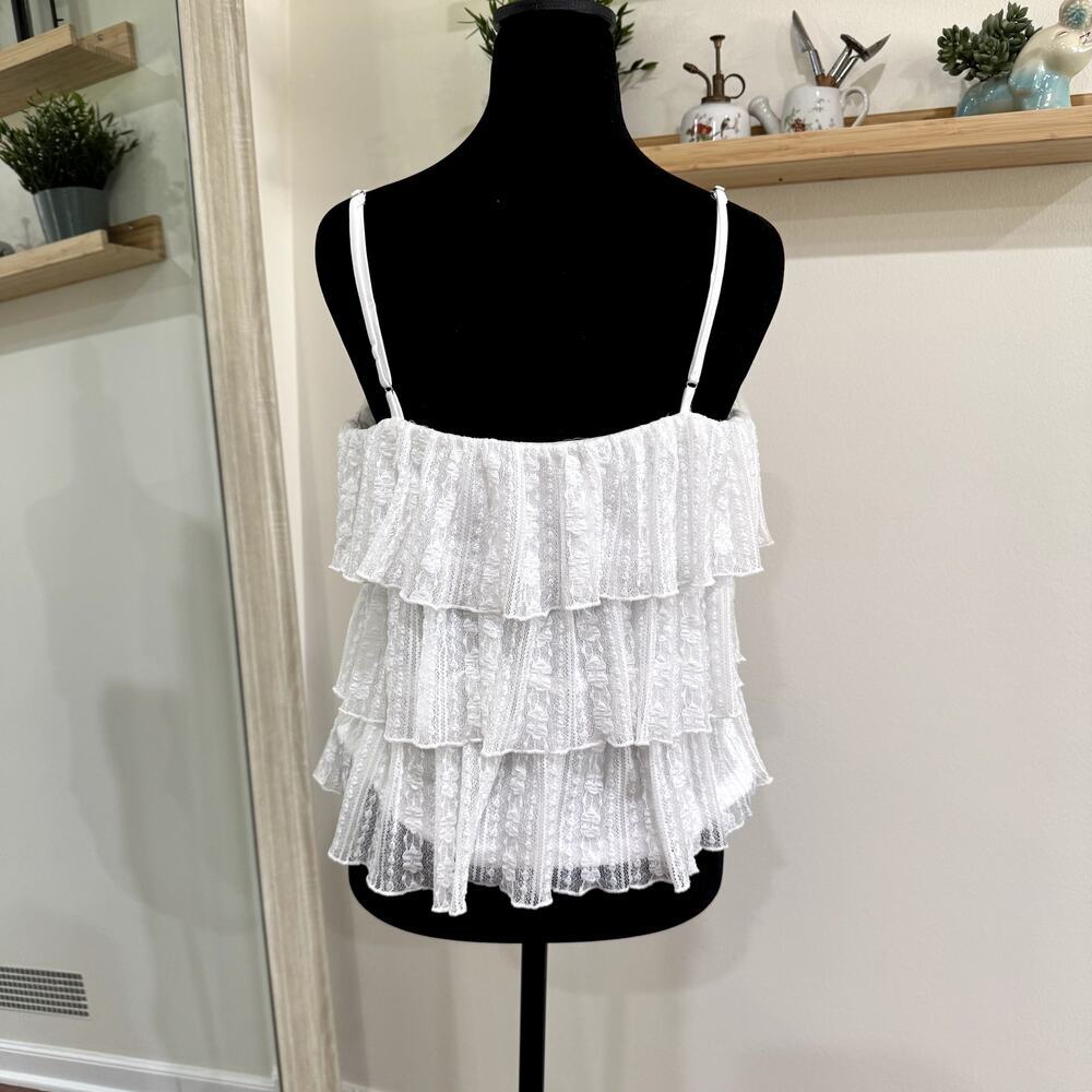 Lush Tiered Lace Cami Tank in Ivory White Women's Size Medium EUC - Picture 4 of 5
